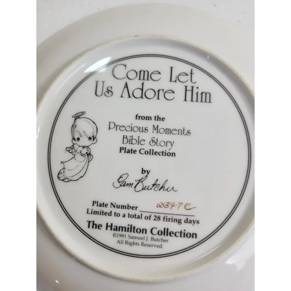 Hamilton Collection Precious Moments Come‎ Let Us Adore Sam Butcher Plate 7.5